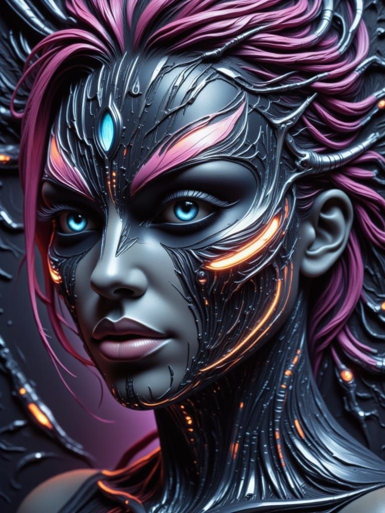 Cyberpunk Cat in a Dark Sci-Fi Galaxy