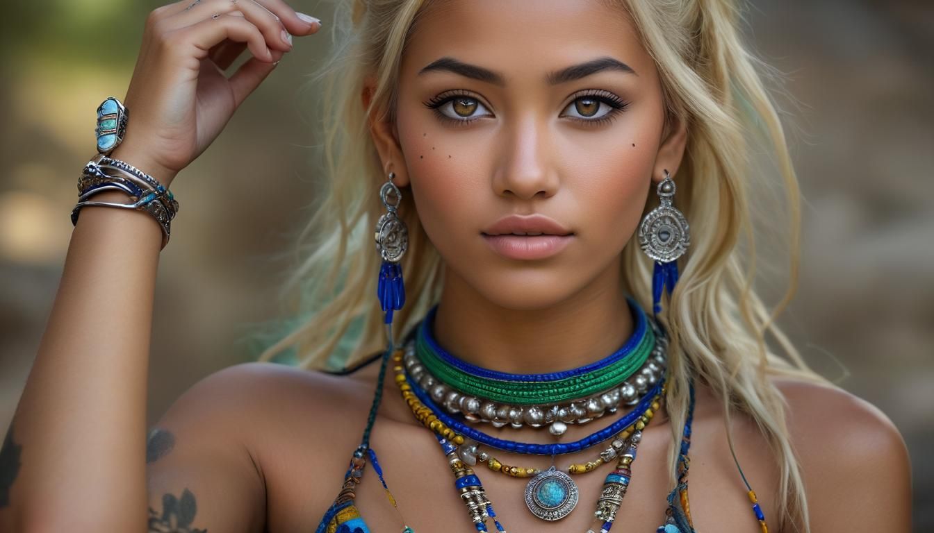 Berber Woman Portrait with Traditional Jewelry, Hyper-Realis...