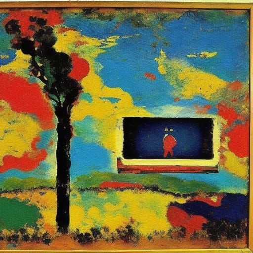 Abstract Billboard Art Inspired by Early 20th Century Master...