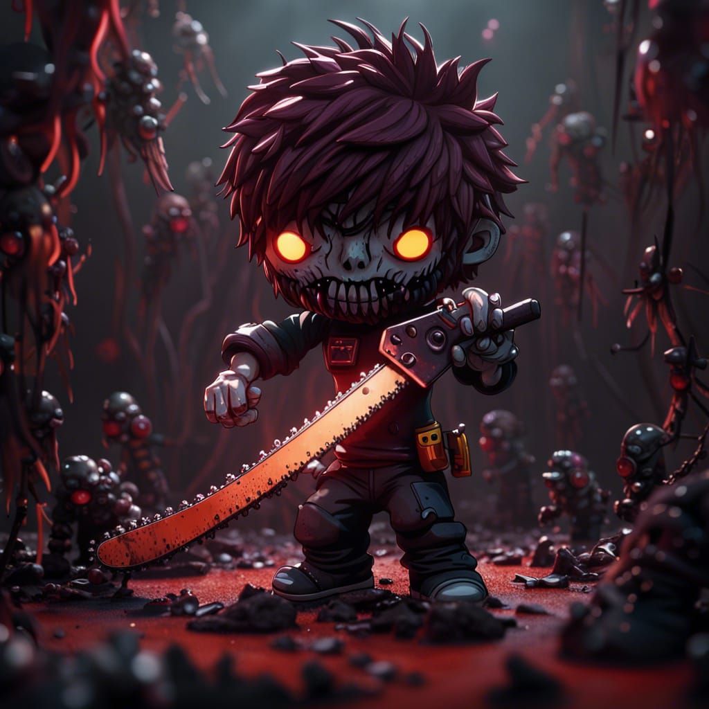 Chainsaw Man Chibi: Detailed Fantasy Art