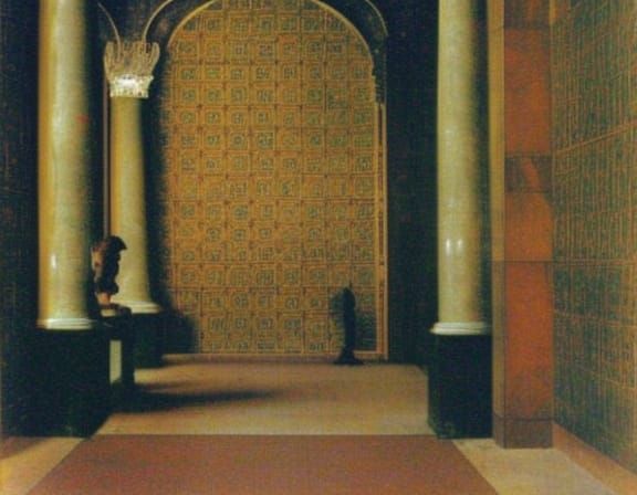 Chinese Tomb Corridor with Gate in Dark Fantasy Style