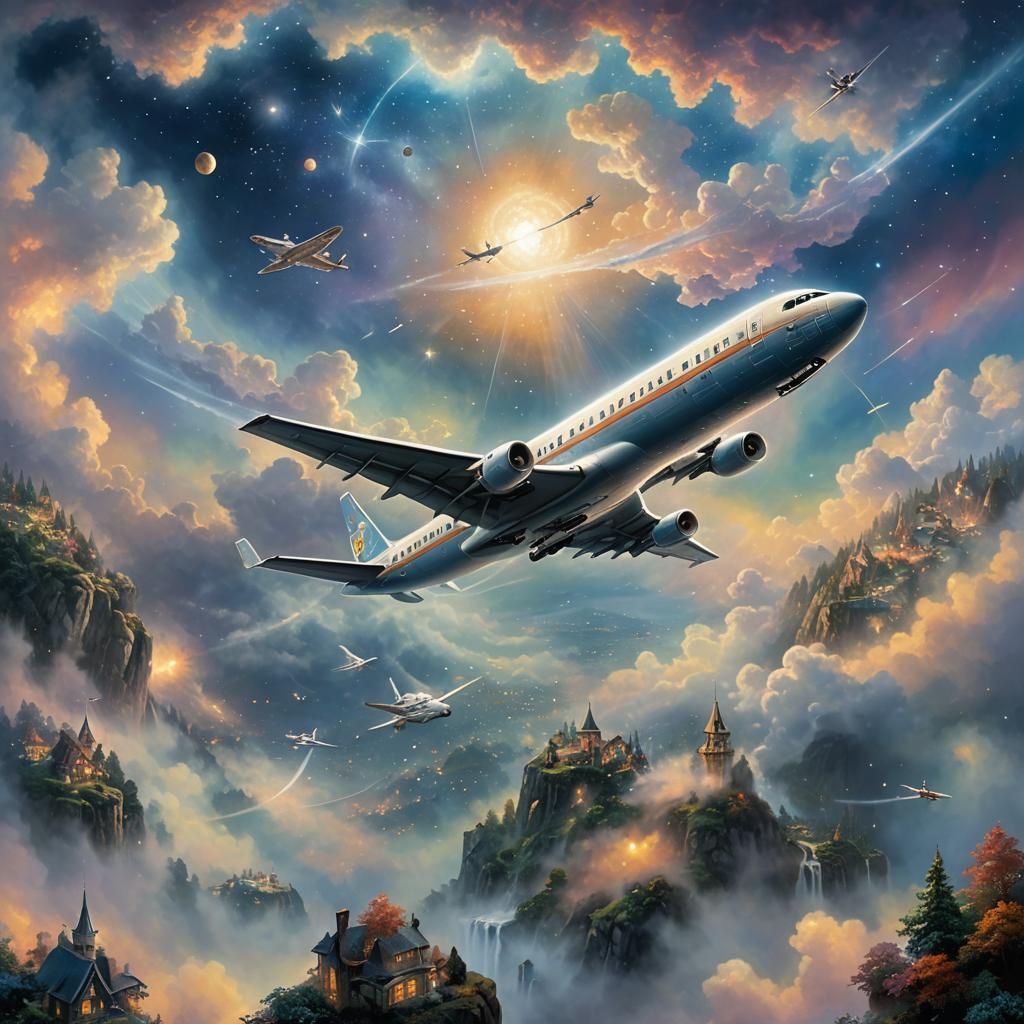Ethereal Airplane Flies Through Space