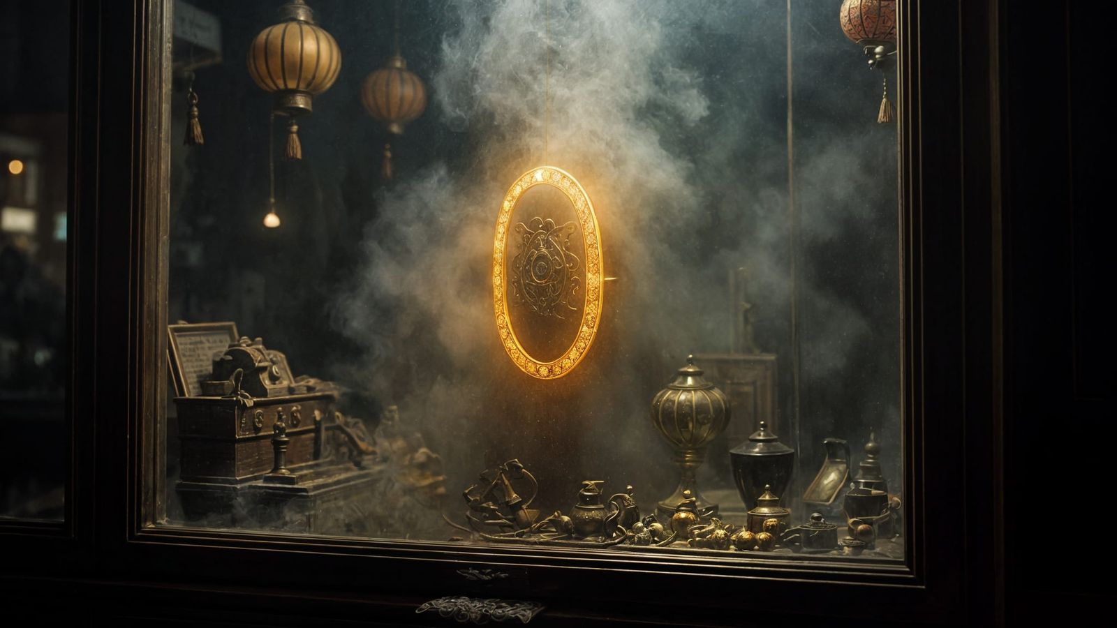 Glowing Amulet in Chinatown Antique Shop