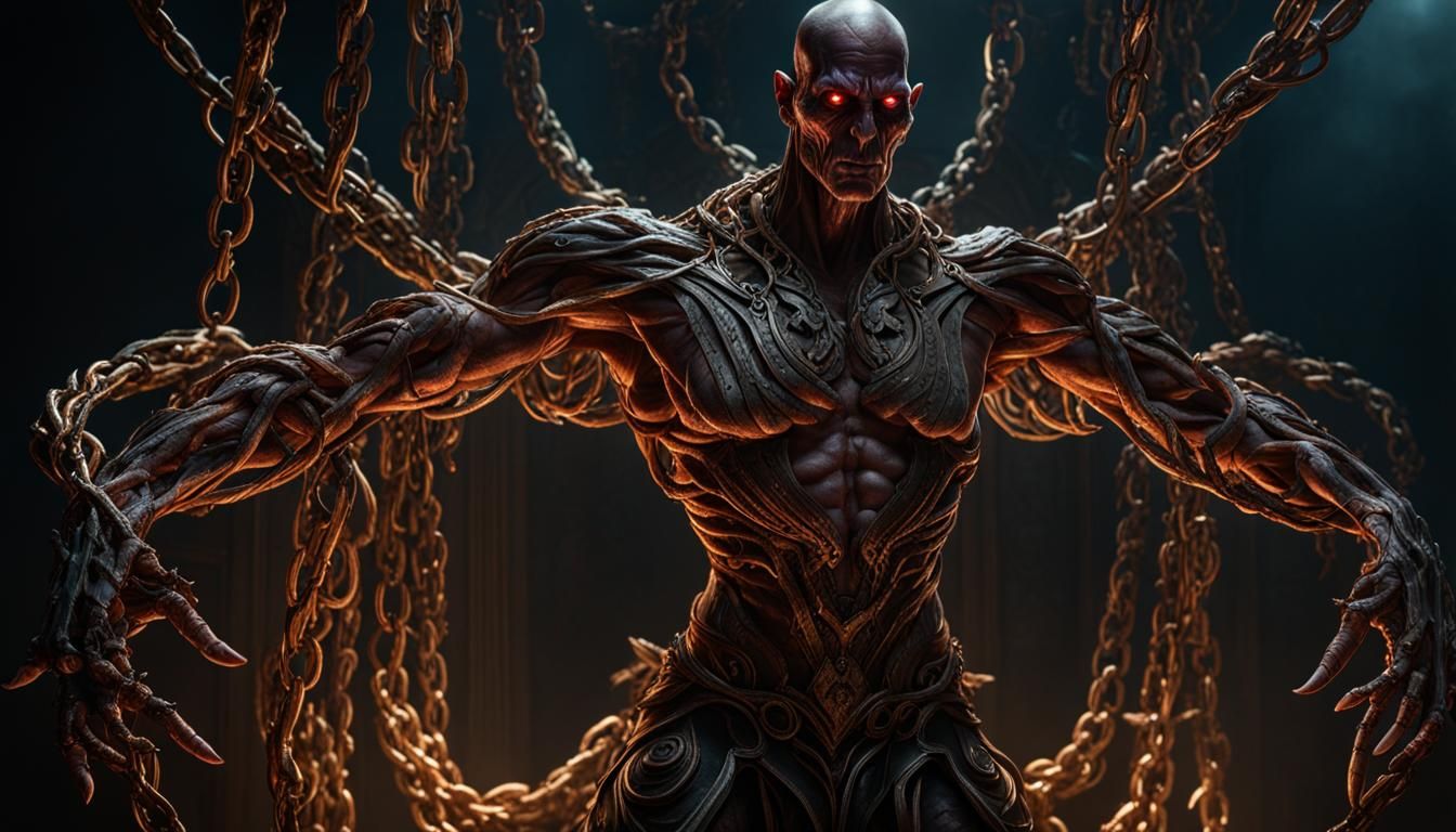Terrifying Multi-Limbed Figure in Dark Fantasy Style