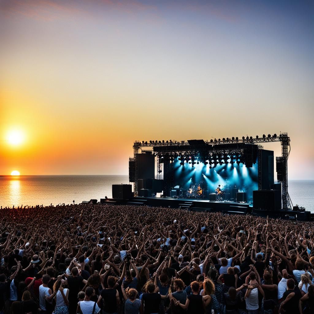 Sunset Rock Concert at an Open Air Festival