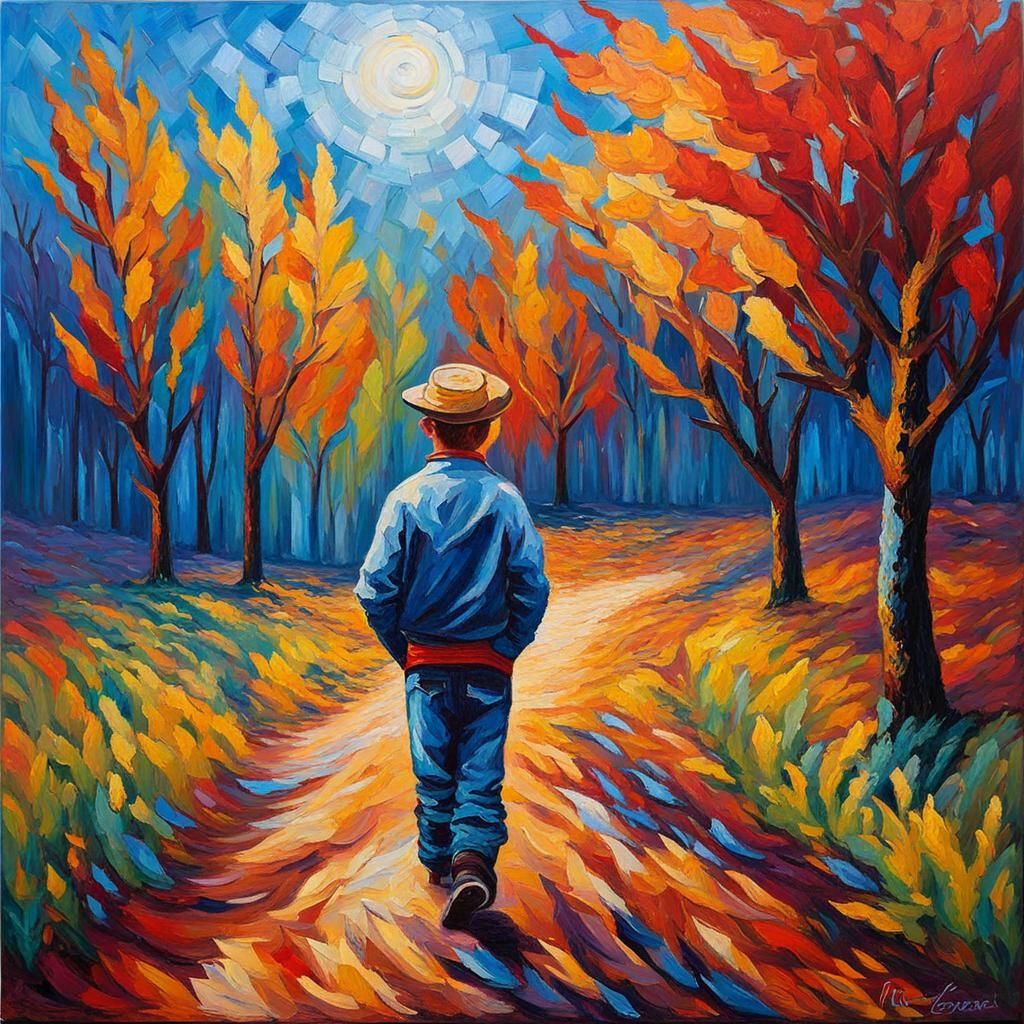 Youth Frozen in Time as Impasto Oil Painting