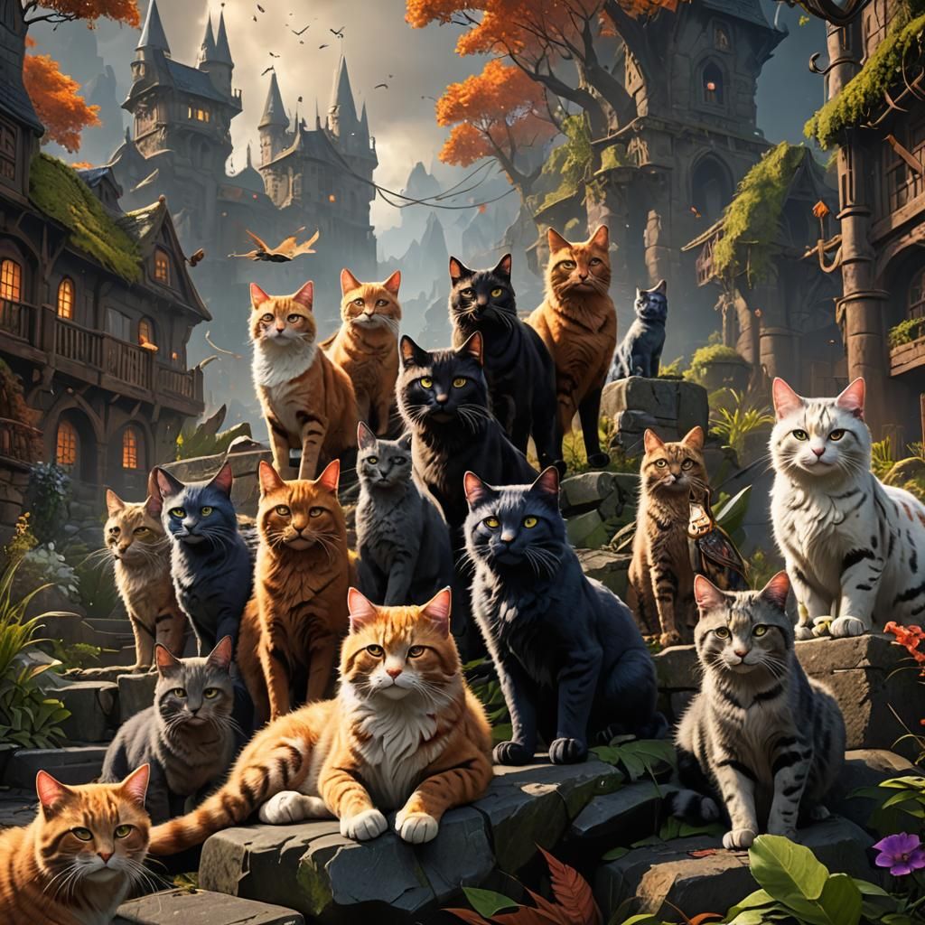 Warrior Cats in Detailed Fantasy Concept Art