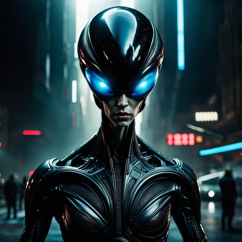 Surreal Void-Eyed Alien in Hyperrealistic Style