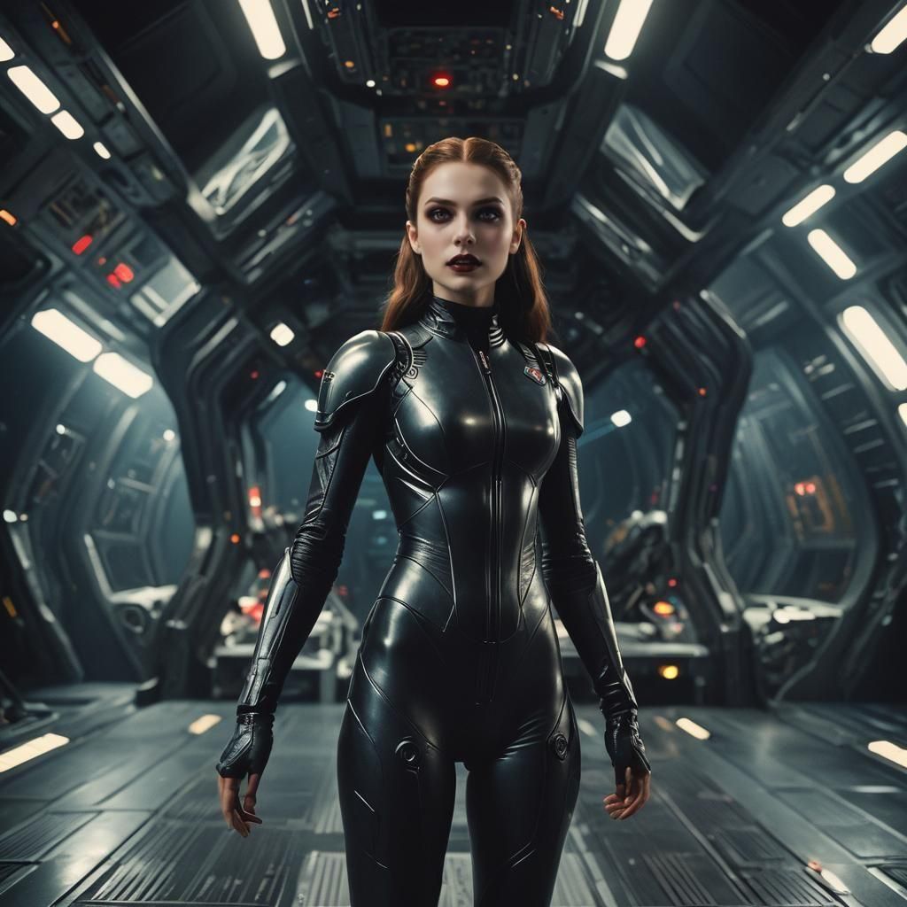 Futuristic Vampire Alien Princess Portrait in Film Style