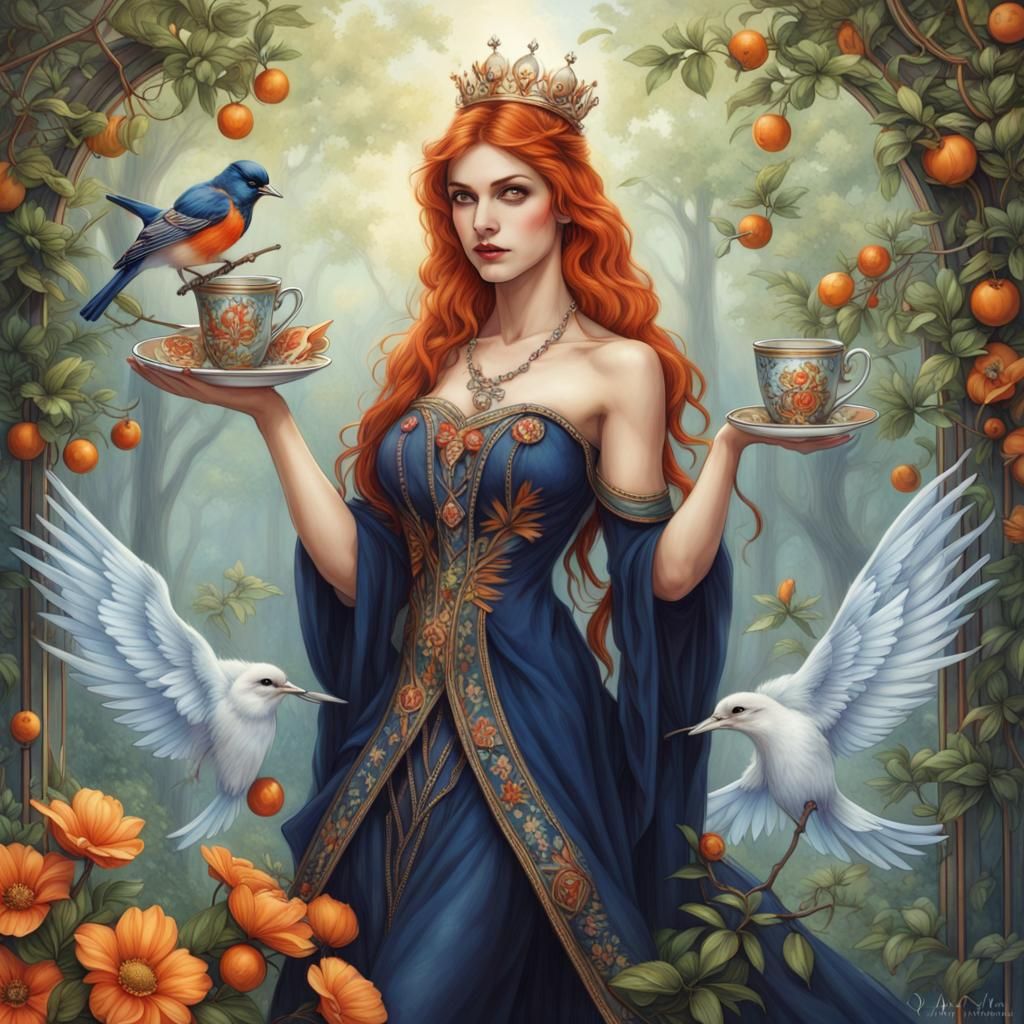 Fae Queen of Diamonds in Art Nouveau Style