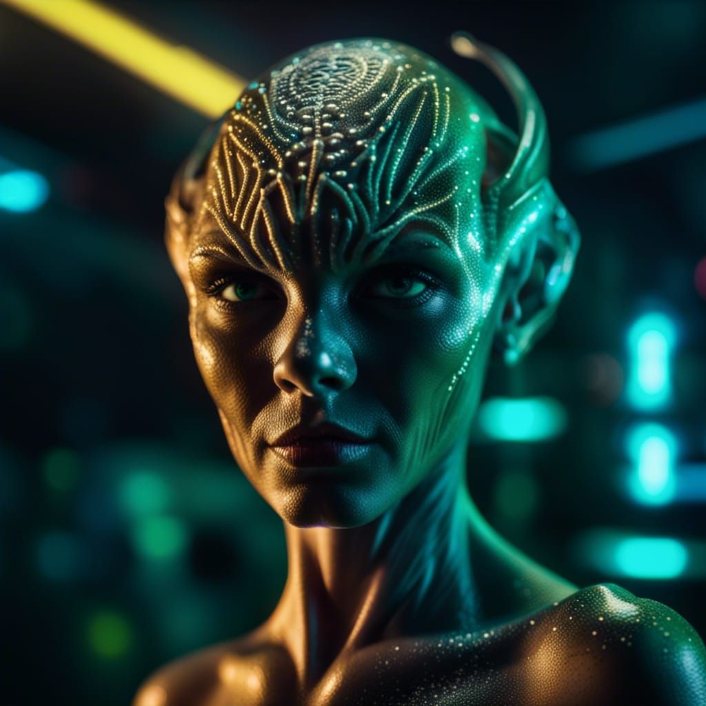 Glowing Alien Woman Hybrid in Cinematic CGI Style
