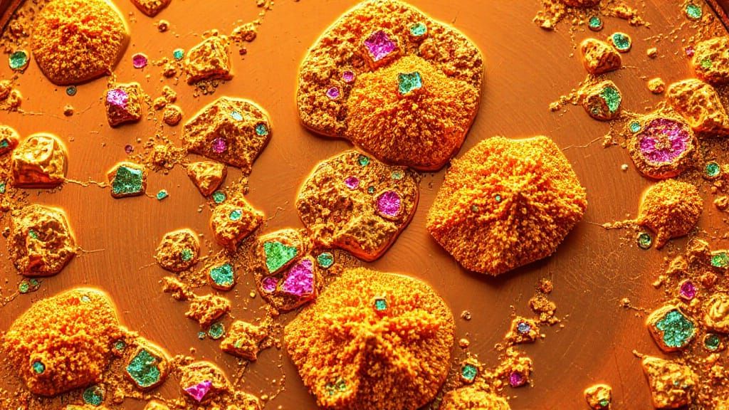 Microscopic View of Copper Penny Crystalline Structures