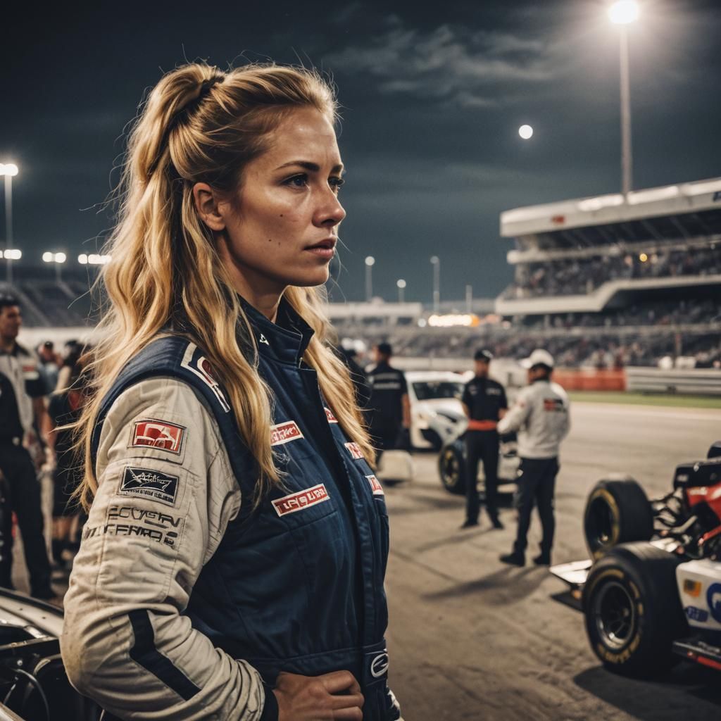 Nighttime Daytona Pit Stop: Woman Race Driver