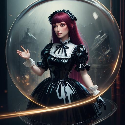 Latex Maids Transformation into Dolls: Detailed Matte Painti...