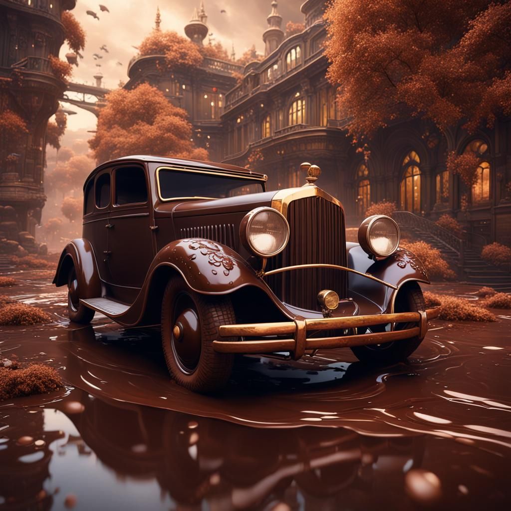 Chocolate Car in Detailed Matte Painting