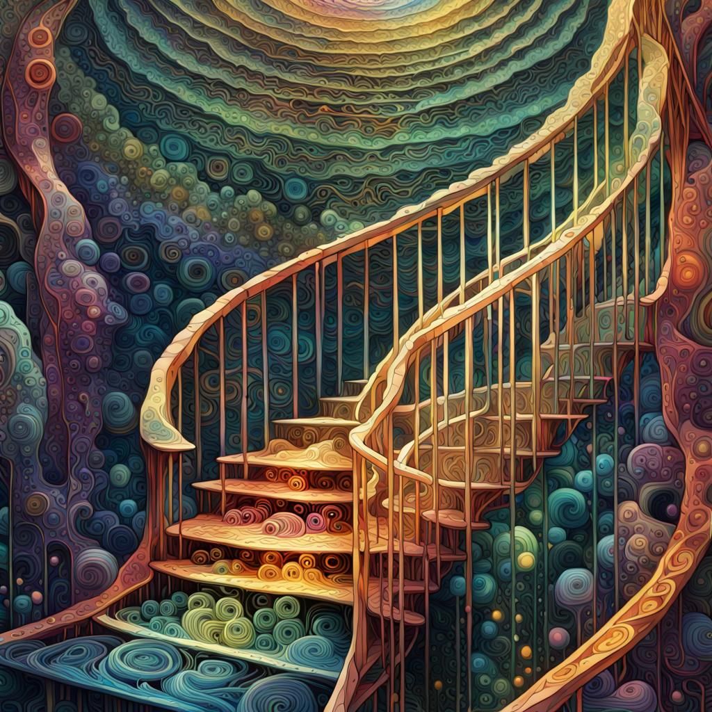 DNA Helix in Geometric Futurism Style