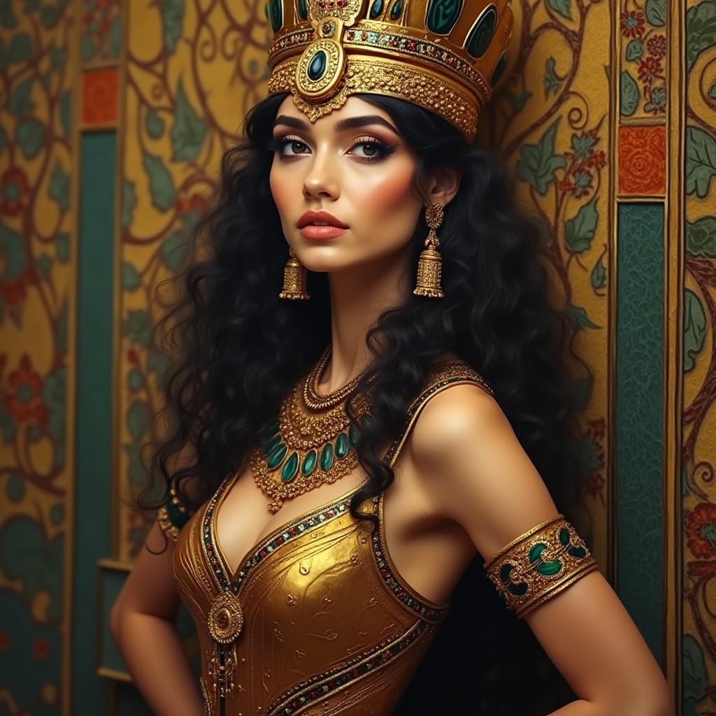 Cleopatra Portrait in Art Nouveau Pop Art Style