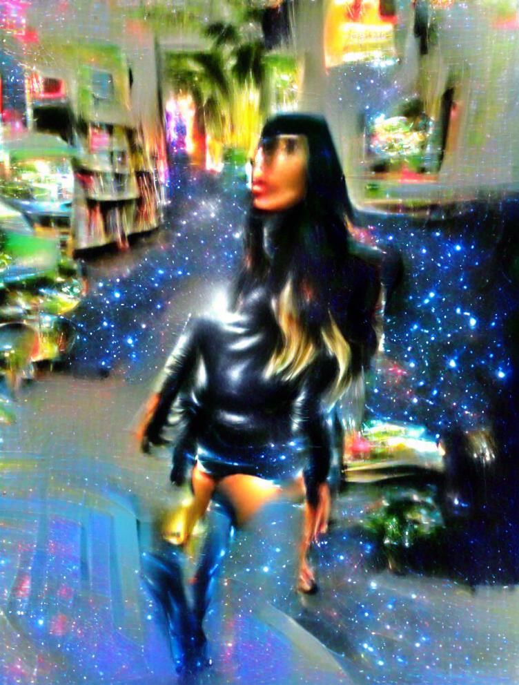 Film Noir Woman in Flickering Light