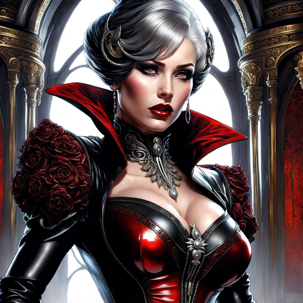 Dominant Gothic Woman in Latex Costume