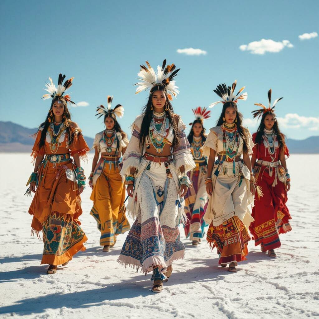 Tribal Women in Prada Couture on Salt Flat