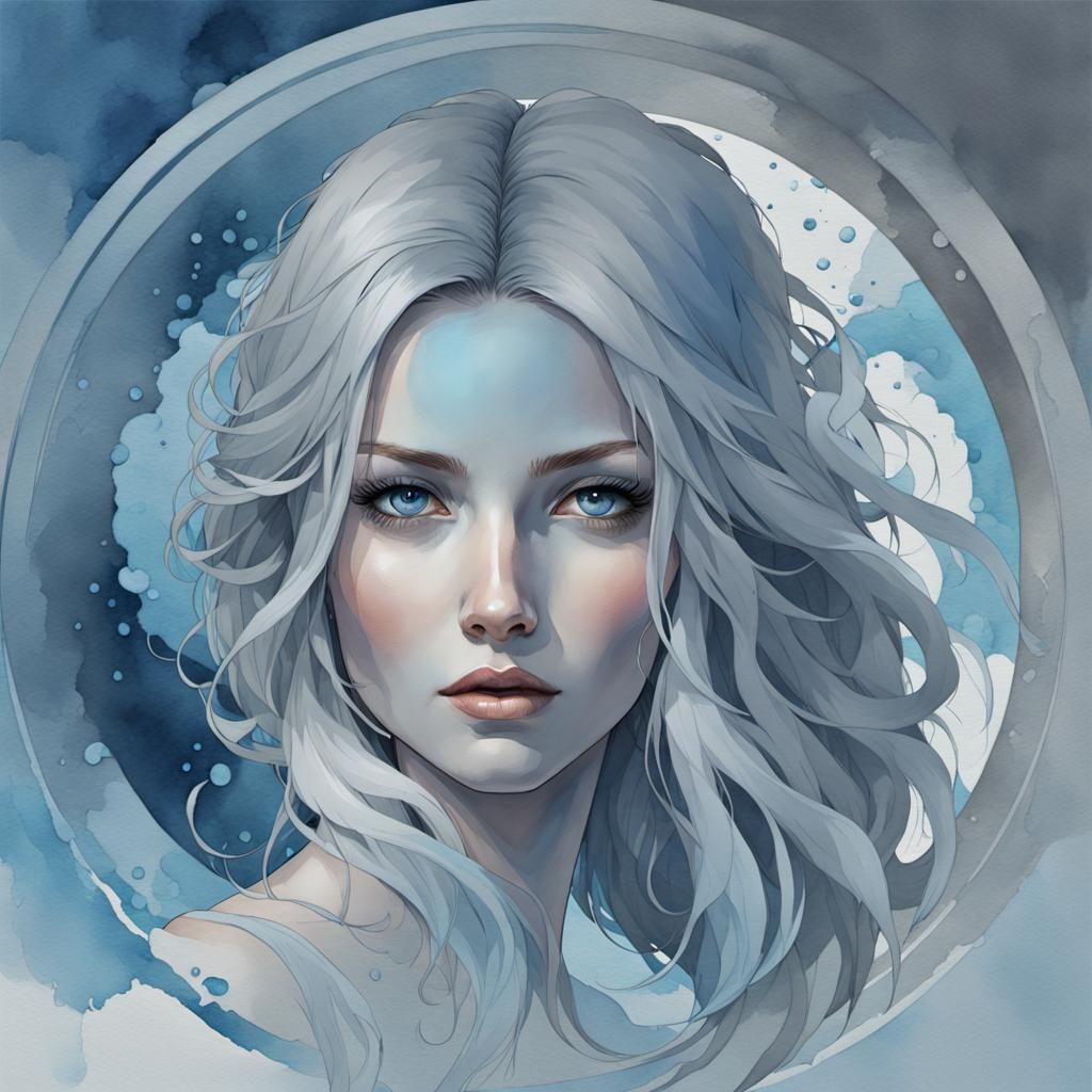 Watercolor Portrait of Geometric Shapes with Dynamic Lightin...