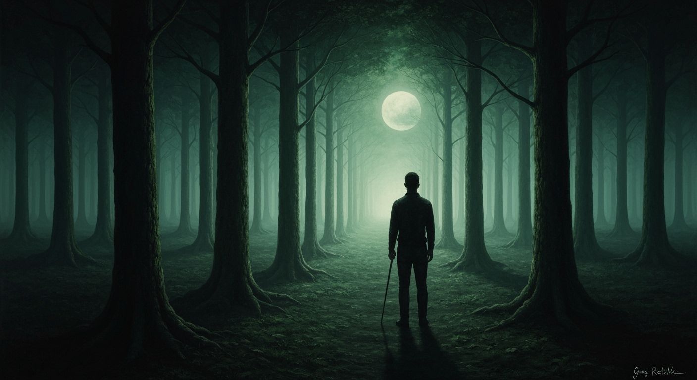 Sinister Forest Brought to Life: Surreal Oil Painting