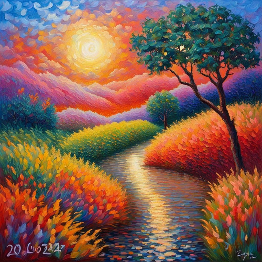 Happy New Year 2024 in Expressionist Oil Painting