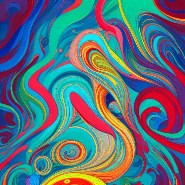 Colorful Paint Swirls in Whimsical Fantasy Art