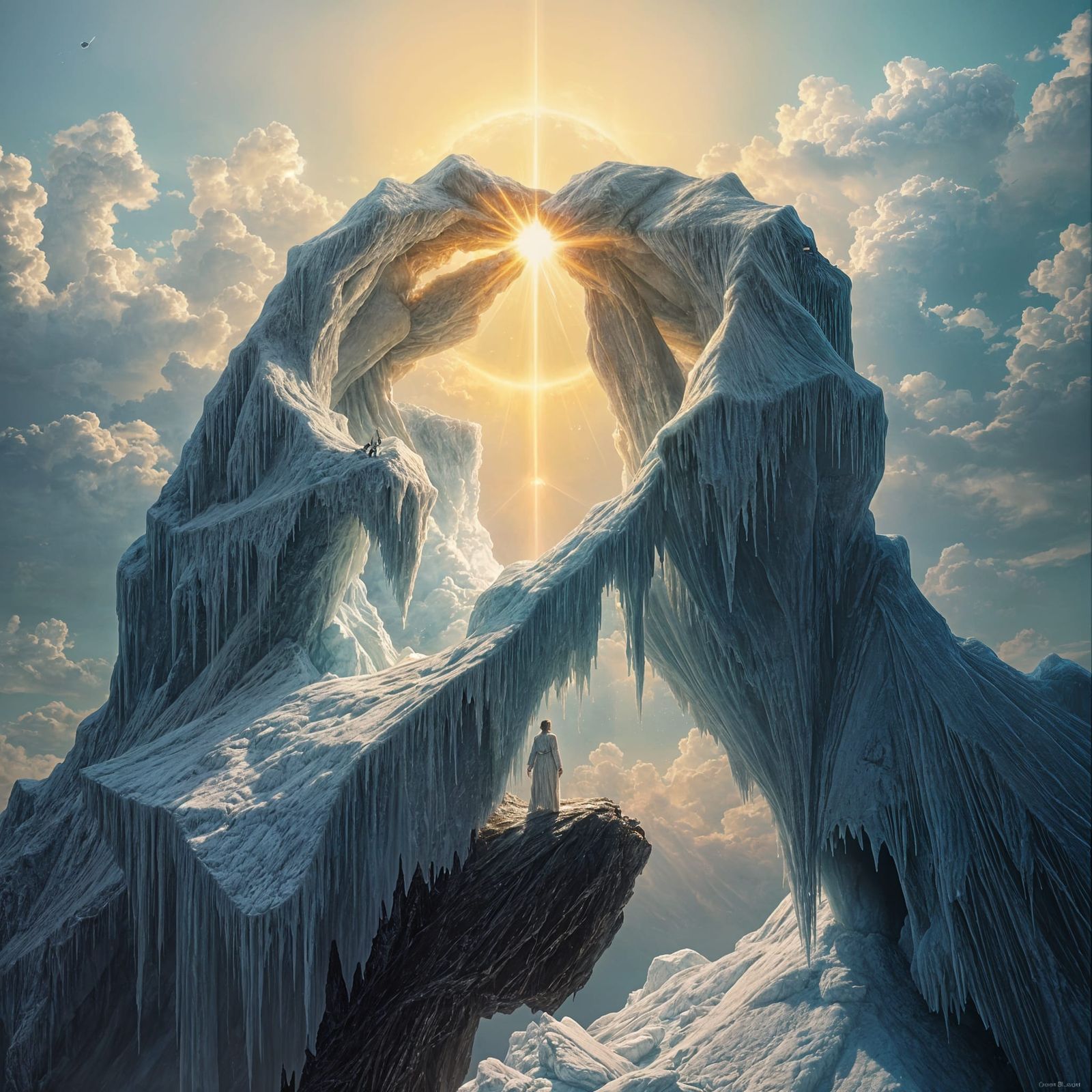 Surreal Horror Scene in Soft Focus with Heavenly Beams