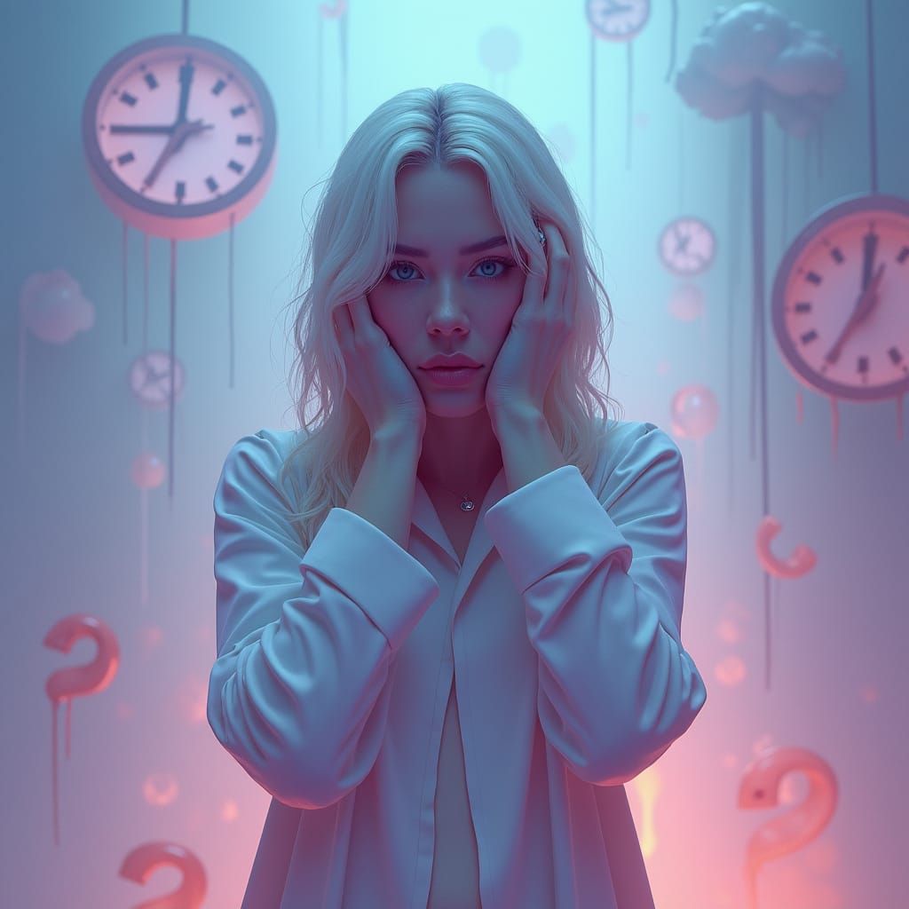 Contemplative Woman in Dreamlike Digital Art