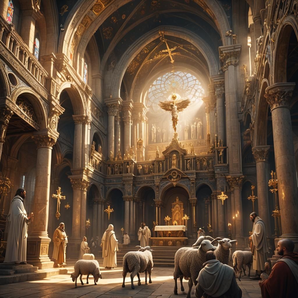 Lamb of God Concept Art in Ancient Church