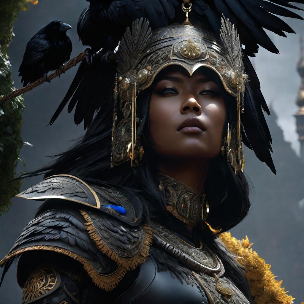Fierce Raven Knight in Elaborate Armor