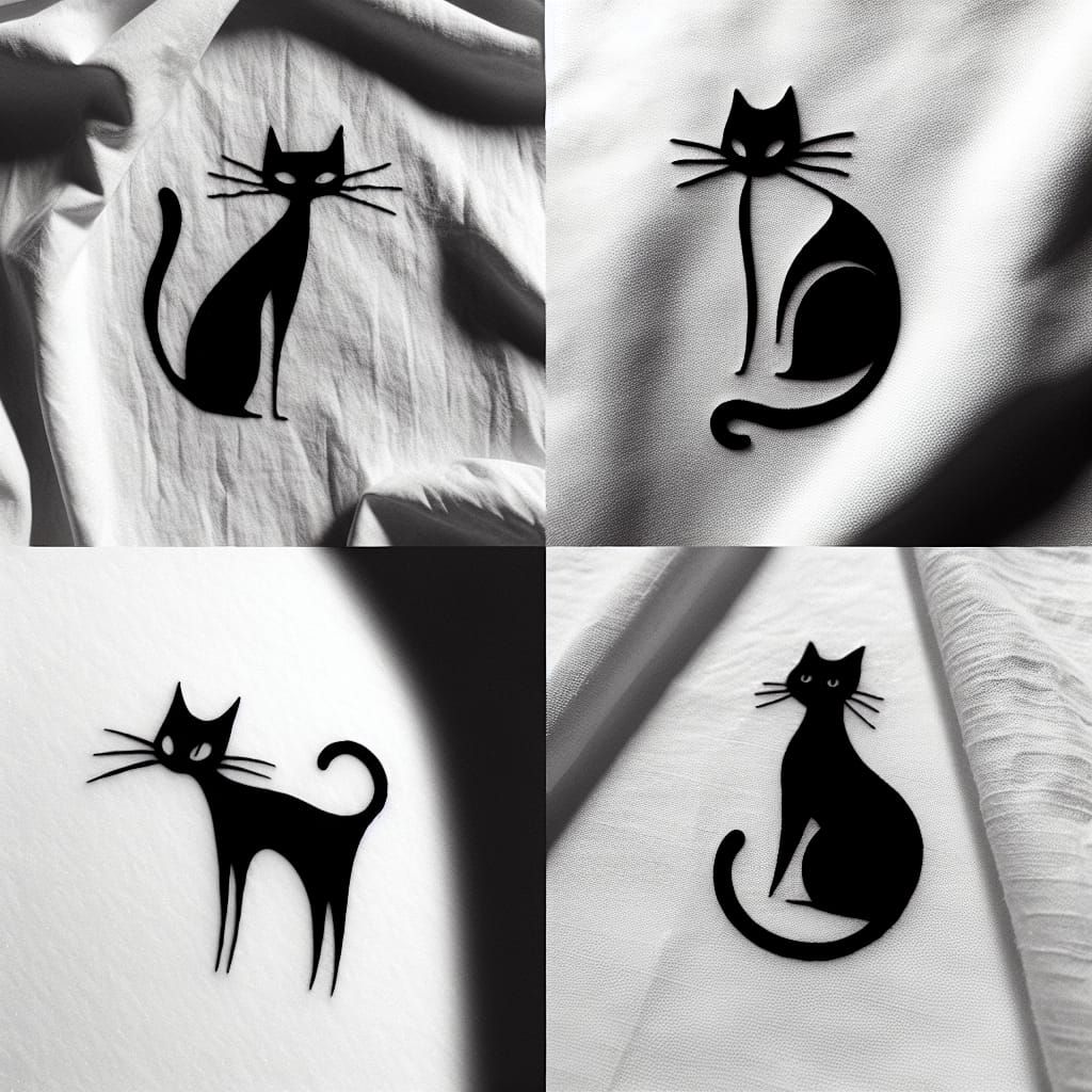 Minimalist Black Cat Tattoo Designs on White