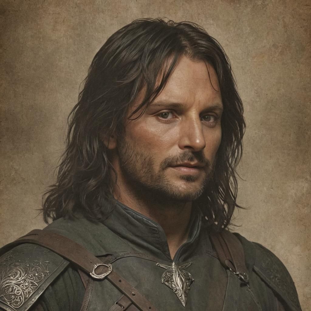 Hyperdetailed Charcoal Drawing of Aragorn, Heir to Isildur