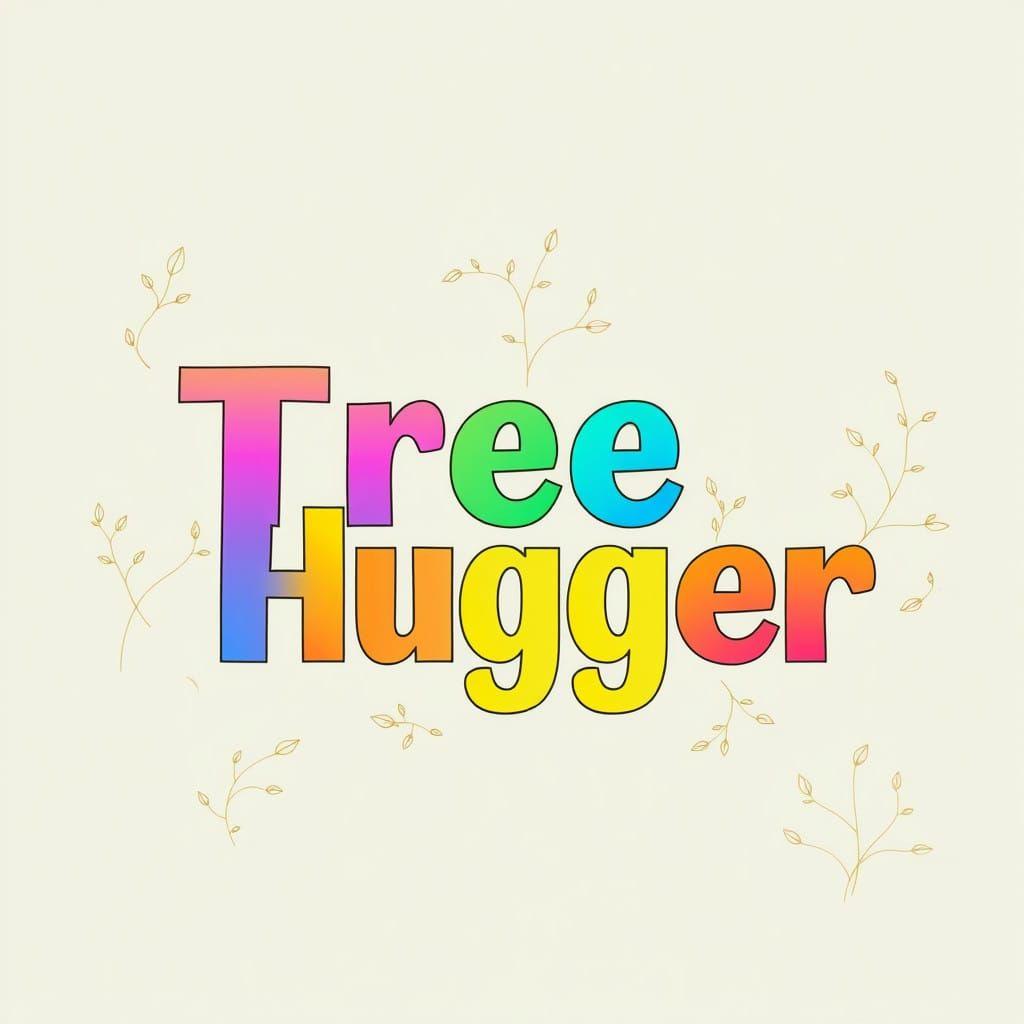 Vibrant Tree Hugger Graphic in Modern Font with Delicate Lea...