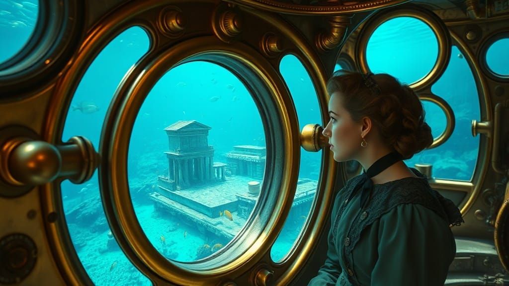 Steampunk Submarine Explores Ancient Ruins Underwater