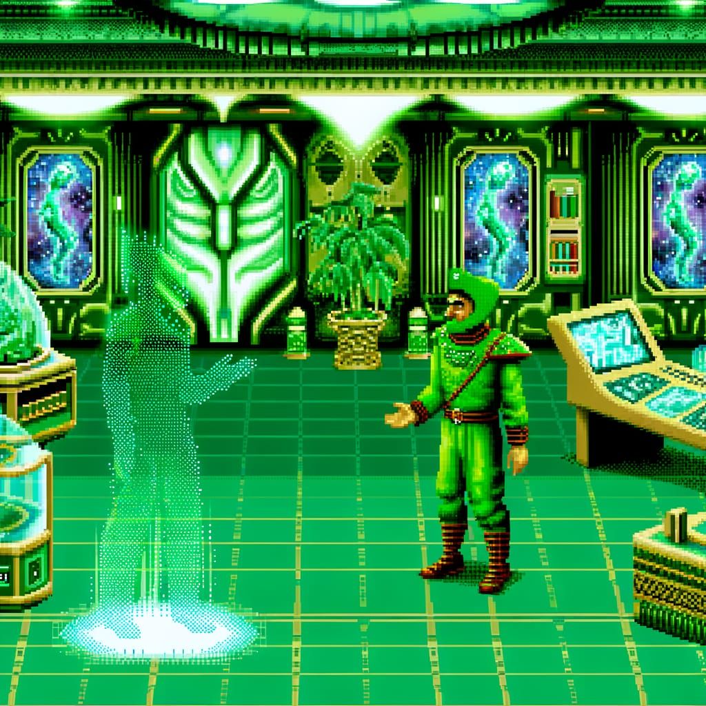 Emerald Green Commander in 8-Bit Intergalactic Office