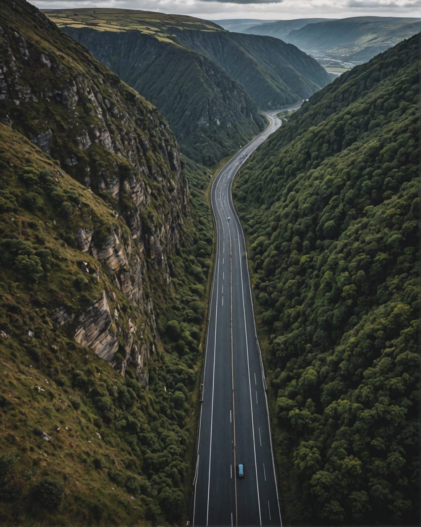 Dramatic View of a New Road Opening Up