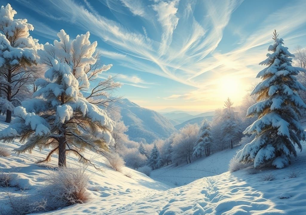 Winter Forest Landscape in Oil Painting Style