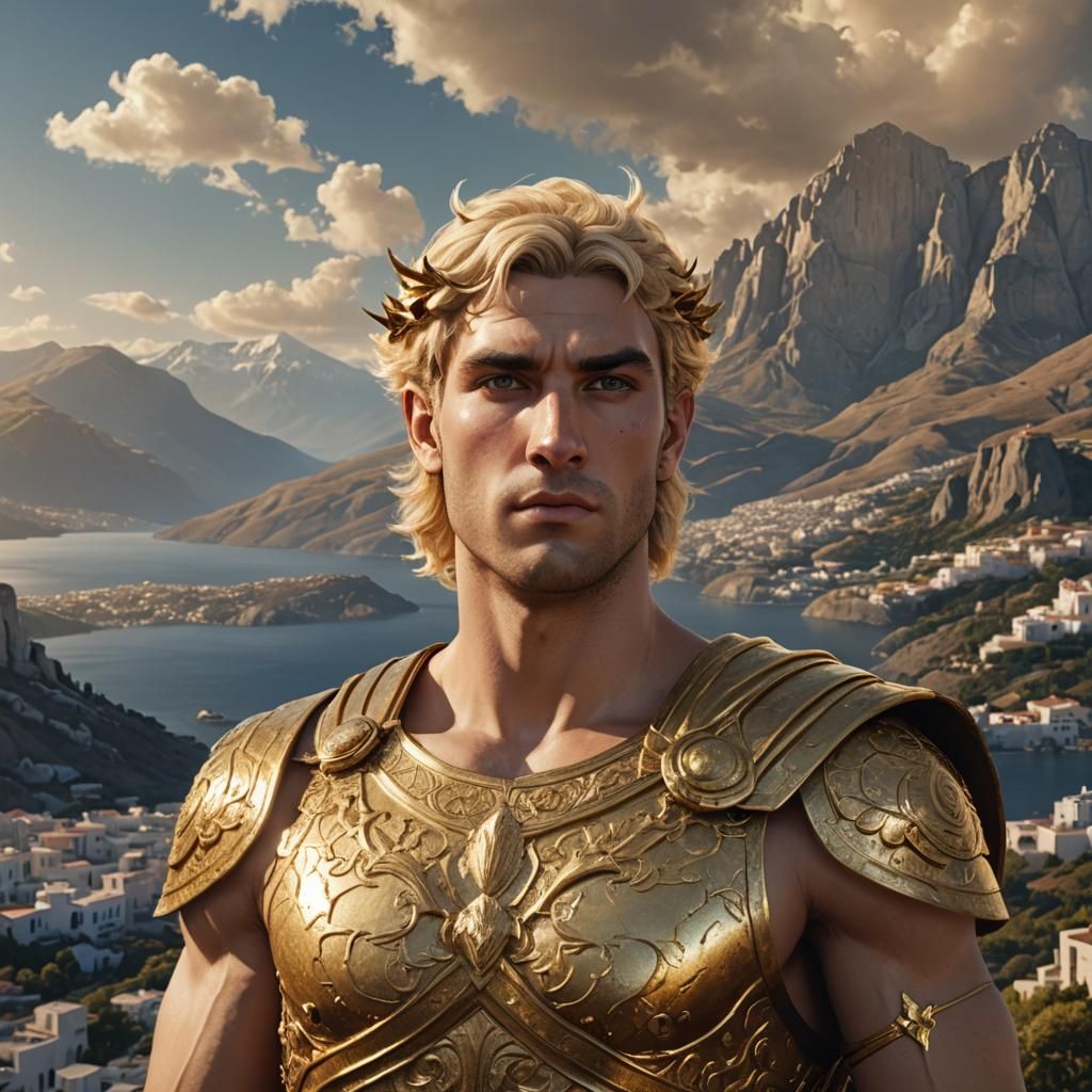 Young Greek God Portrait in Detailed Matte Painting