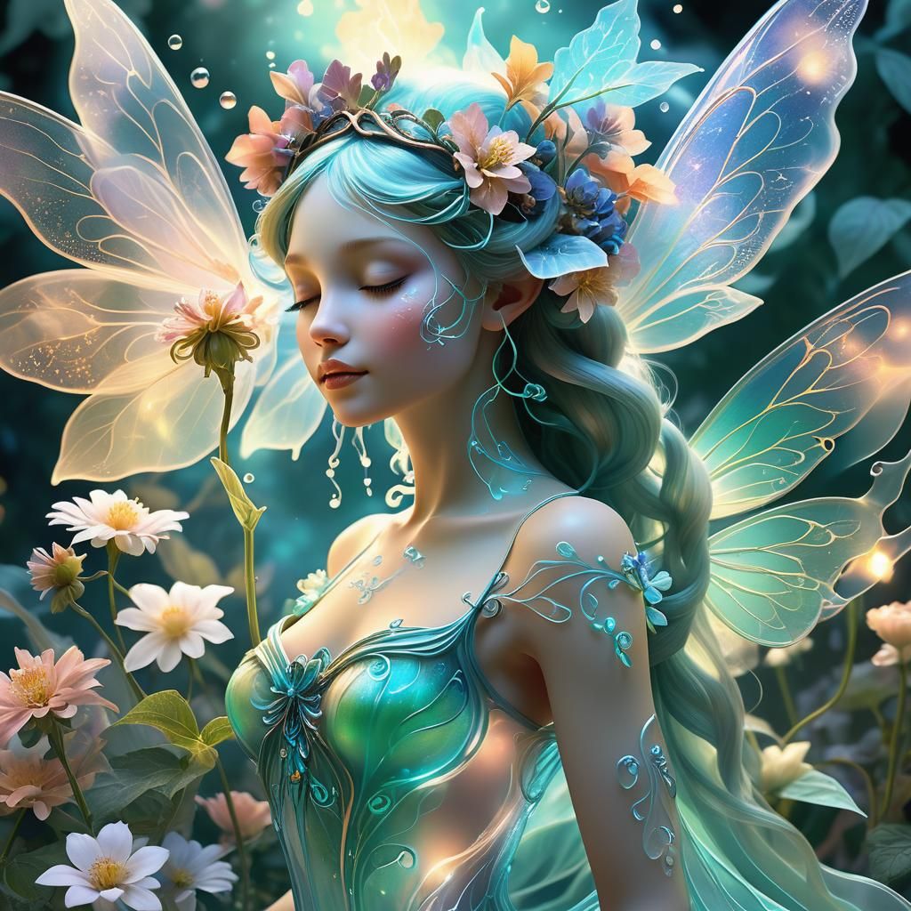 Ethereal Smoke Fairy in Lush Garden