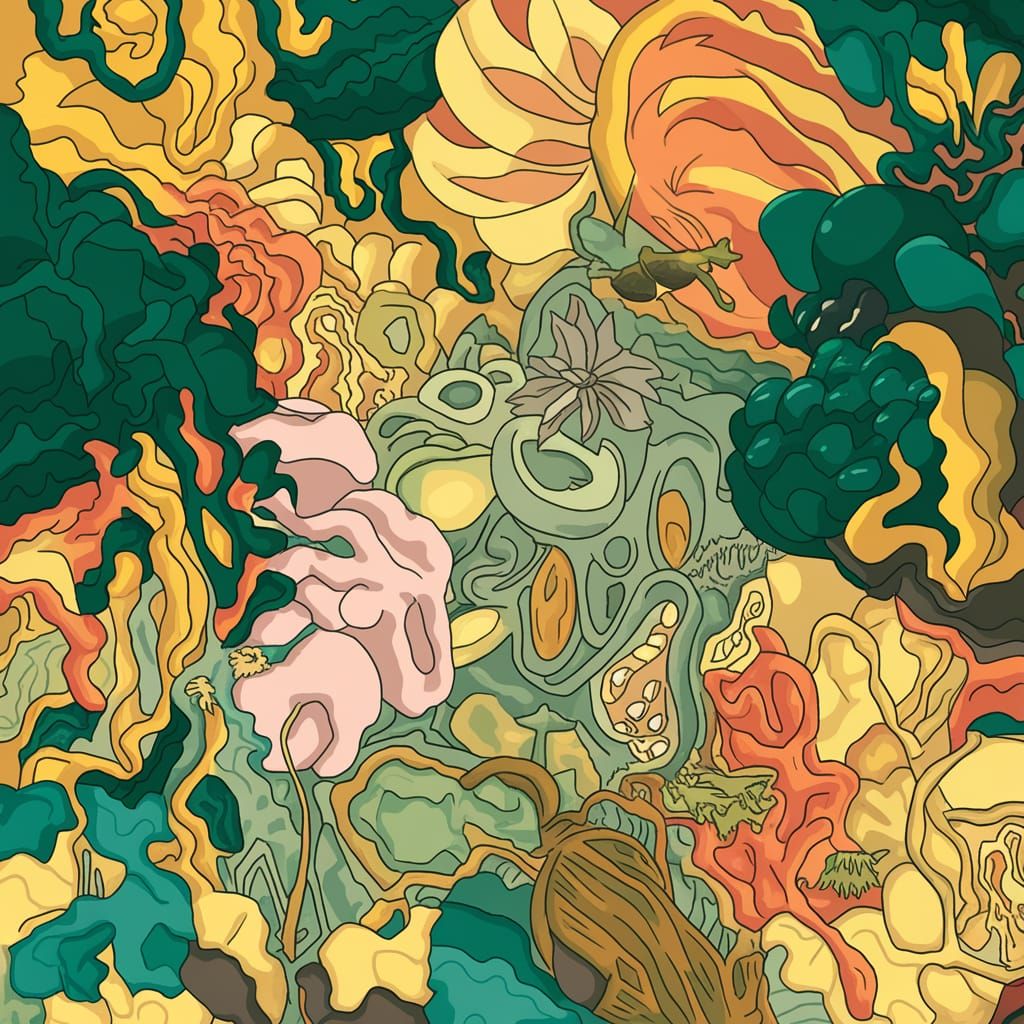 Surreal Abstract Texture in 8-Bit Cel-Shaded Style