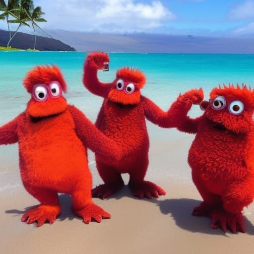 Playful Hawaiian Monster Illustration