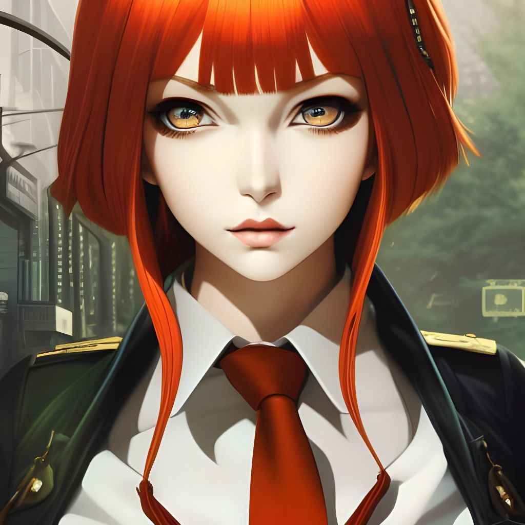 Redhead Girl Portrait in Anime Manga Style