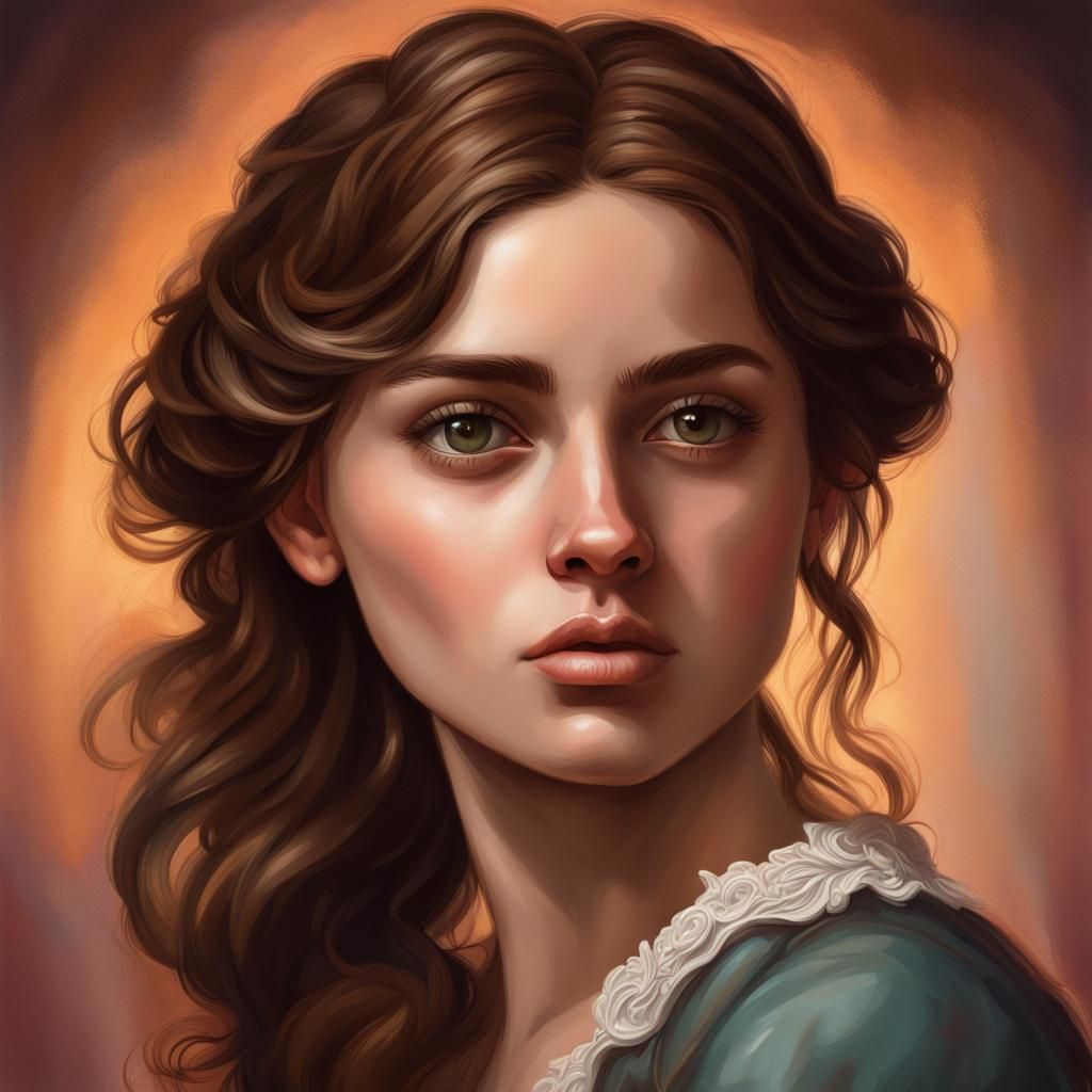 Victorian Lady Portrait in Hyperrealistic Splash Art