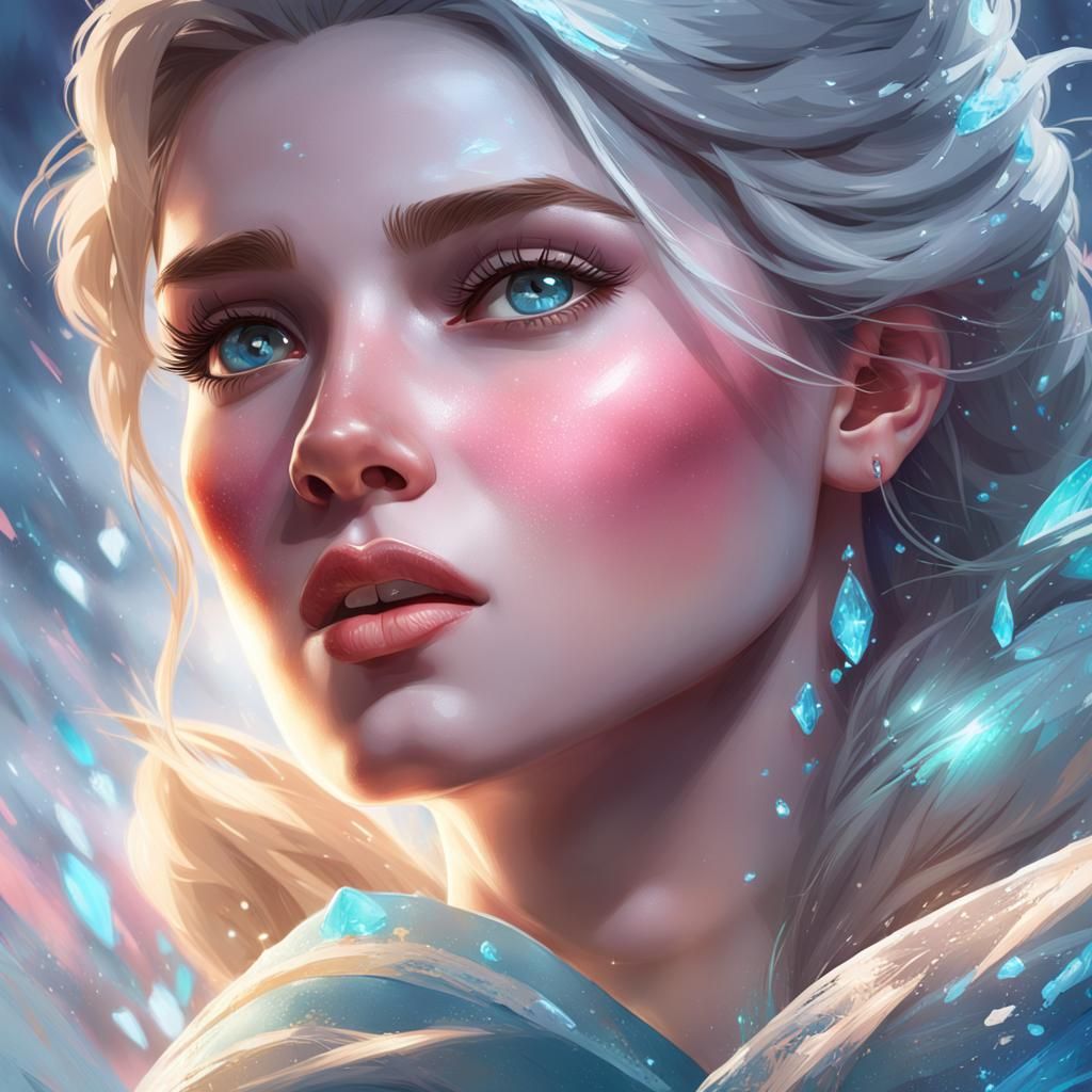 Elsa Portrait in Hyperdetailed Art Nouveau Style