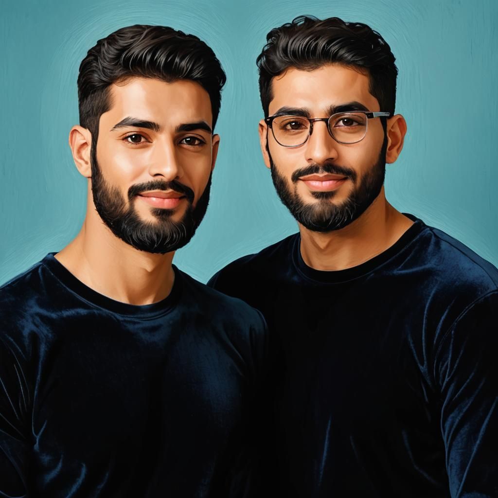 Handsome Arab Men in Velvet, Impressionist Impasto