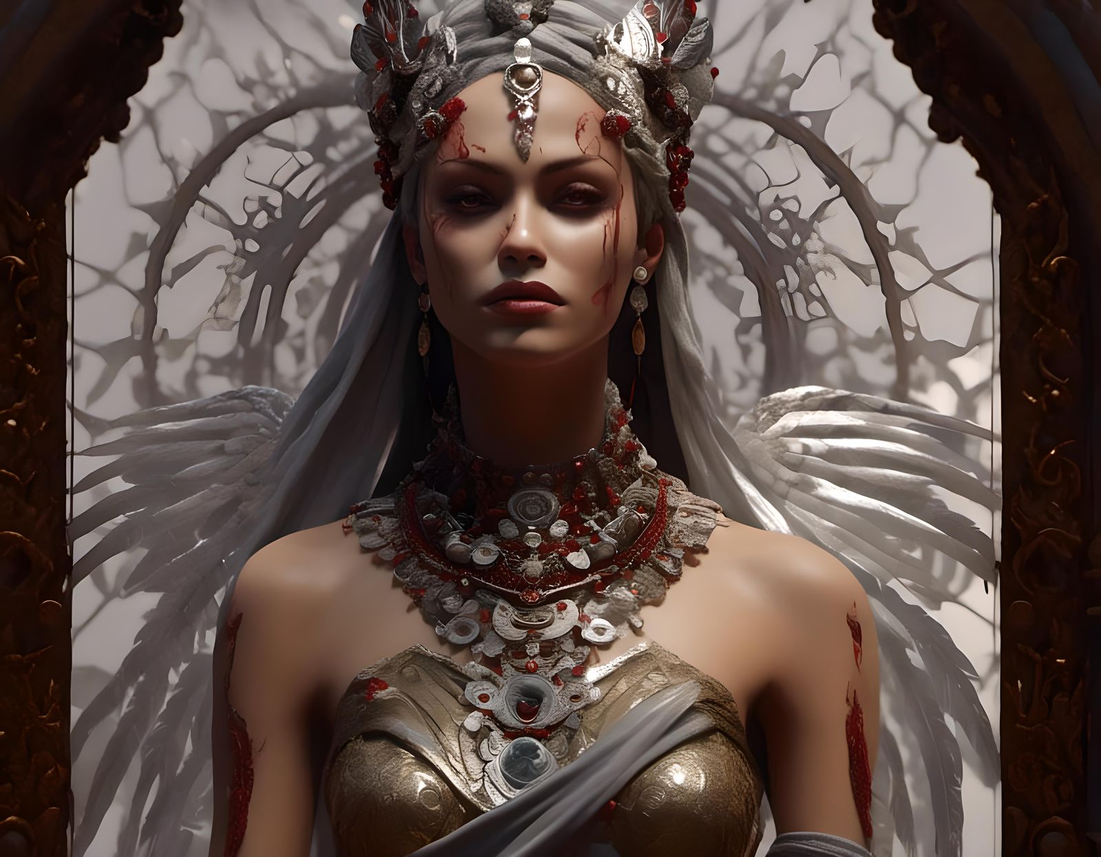 Akasha, Red-Eyed Queen of the Damned: Realistic Painting