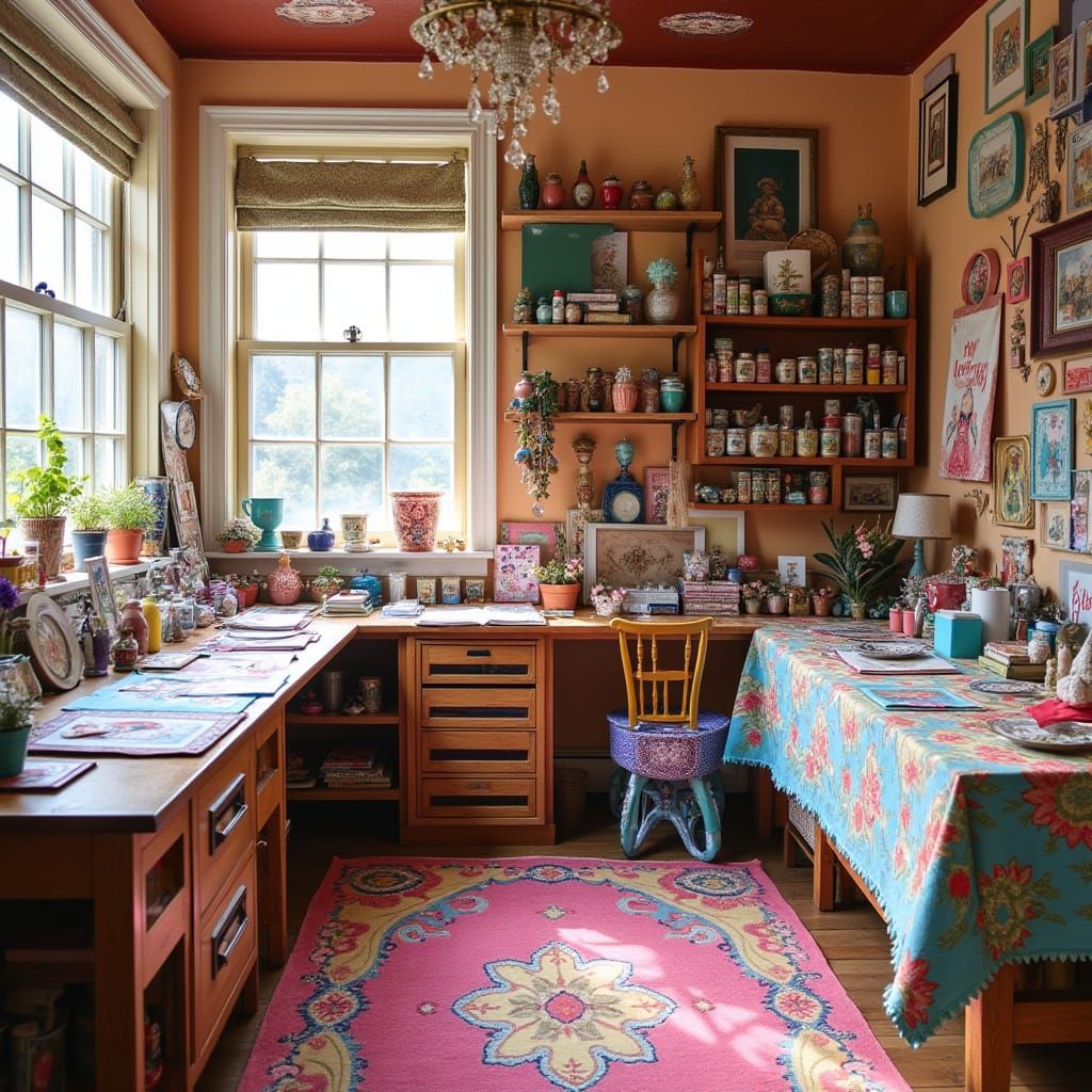 Whimsical Craft Room with Playful Artistic Aesthetic