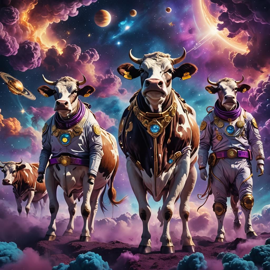 Cows in Space: A Surrealist Digital Painting